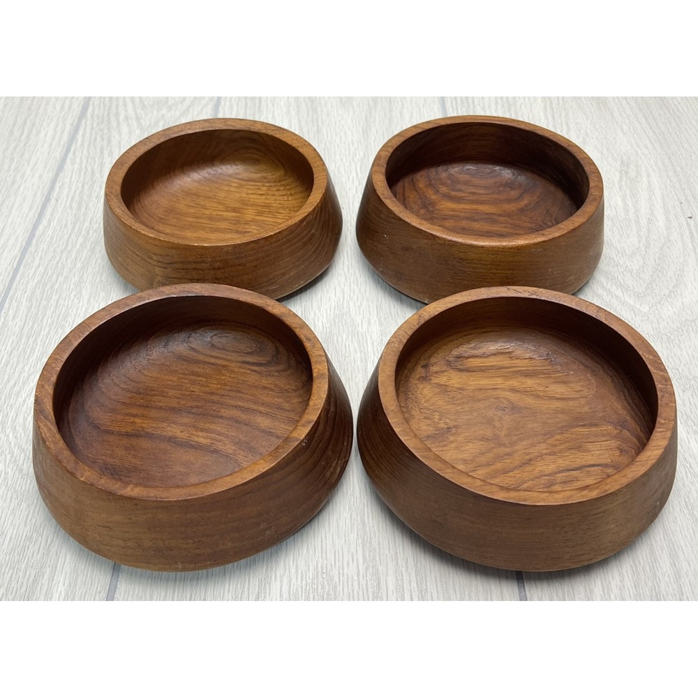 Dolphin Teakwood Salad Bowls MCM Mid Century Modern 1970's - Set of 4